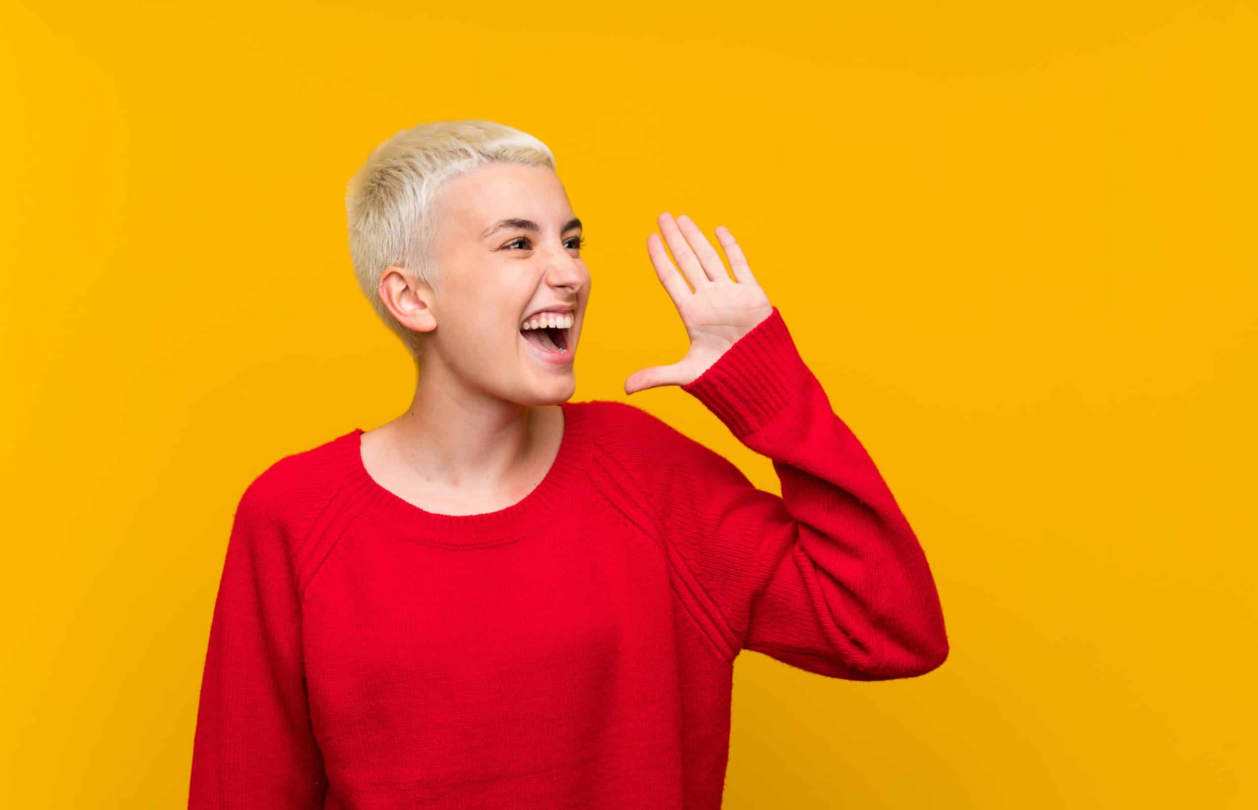 woman shouting